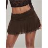 imageWomens Lace Mesh Y2K Going Out Skirts Layered Ruched Ruffle Low Waist Mini Skirt Coquette Streetwear Skirt SkortCoffee Brown