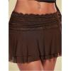 imageWomens Lace Mesh Y2K Going Out Skirts Layered Ruched Ruffle Low Waist Mini Skirt Coquette Streetwear Skirt SkortCoffee Brown