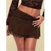 imageWomens Lace Mesh Y2K Going Out Skirts Layered Ruched Ruffle Low Waist Mini Skirt Coquette Streetwear Skirt SkortCoffee Brown
