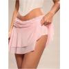 imageWomens Lace Mesh Y2K Going Out Skirts Layered Ruched Ruffle Low Waist Mini Skirt Coquette Streetwear Skirt SkortLight Pink
