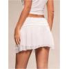 imageWomens Lace Mesh Y2K Going Out Skirts Layered Ruched Ruffle Low Waist Mini Skirt Coquette Streetwear Skirt SkortWhite