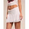 imageWomens Lace Mesh Y2K Going Out Skirts Layered Ruched Ruffle Low Waist Mini Skirt Coquette Streetwear Skirt SkortWhite