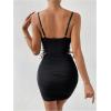 imageWomens Lace Up Cut Out Sheer Bodycon Dress Spaghetti Strap Ruched Bustier Pencil Mini DressesBlack