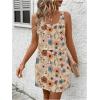 imageWomens Leopard Print Sleeveless Tank Dress Drawstring Waist Scoop Neck Dresses Summer Short DressFloral Khaki