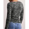 imageWomens Long Sleeve Leopard Print T Shirts Boat Neck Slim Fit Tee Shirts StreetwearGrey
