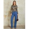 imageWomens Long Sleeve Leopard Print T Shirts Boat Neck Slim Fit Tee Shirts StreetwearLight Brown