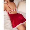 imageWomens Mesh Floral Embroidery Lace Trim Sheer Chemise Sleep Dresses Babydoll Nightgown Satin Slip DressBurgundy