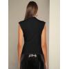 imageWomens Mock Neck Ruched Tank Top Sleeveless Slim Fit Work Elegant Basic TopsBlack