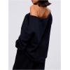 imageWomens Off The Shoulder Sweatshirt Long Sleeve Drop Shoulder Oversized Pullover Tops Fall OutfitsBlack