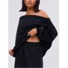 imageWomens Off The Shoulder Sweatshirt Long Sleeve Drop Shoulder Oversized Pullover Tops Fall OutfitsBlack