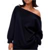 imageWomens Off The Shoulder Sweatshirt Long Sleeve Drop Shoulder Oversized Pullover Tops Fall OutfitsBlack