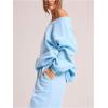 imageWomens Off The Shoulder Sweatshirt Long Sleeve Drop Shoulder Oversized Pullover Tops Fall OutfitsBlue