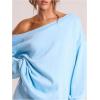 imageWomens Off The Shoulder Sweatshirt Long Sleeve Drop Shoulder Oversized Pullover Tops Fall OutfitsBlue