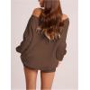 imageWomens Off The Shoulder Sweatshirt Long Sleeve Drop Shoulder Oversized Pullover Tops Fall OutfitsBrown