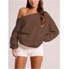 imageWomens Off The Shoulder Sweatshirt Long Sleeve Drop Shoulder Oversized Pullover Tops Fall OutfitsBrown
