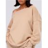 imageWomens Off The Shoulder Sweatshirt Long Sleeve Drop Shoulder Oversized Pullover Tops Fall OutfitsPure Apricot