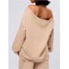 imageWomens Off The Shoulder Sweatshirt Long Sleeve Drop Shoulder Oversized Pullover Tops Fall OutfitsPure Apricot