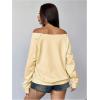 imageWomens Off The Shoulder Sweatshirts Long Sleeve Pullover Tops Trendy Y2k Fall TopsApricot