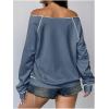 imageWomens Off The Shoulder Sweatshirts Long Sleeve Pullover Tops Trendy Y2k Fall TopsBlue