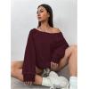 imageWomens Off The Shoulder Sweatshirts Long Sleeve Pullover Tops Trendy Y2k Fall TopsDeep Burgundy