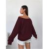 imageWomens Off The Shoulder Sweatshirts Long Sleeve Pullover Tops Trendy Y2k Fall TopsDeep Burgundy