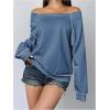 imageWomens Off The Shoulder Sweatshirts Long Sleeve Pullover Tops Trendy Y2k Fall TopsDusty Blue