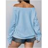 imageWomens Off The Shoulder Sweatshirts Long Sleeve Pullover Tops Trendy Y2k Fall TopsLight Blue