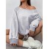 imageWomens Off The Shoulder Sweatshirts Long Sleeve Pullover Tops Trendy Y2k Fall TopsLight Grey