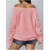 imageWomens Off The Shoulder Sweatshirts Long Sleeve Pullover Tops Trendy Y2k Fall TopsLight Pink