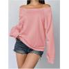 imageWomens Off The Shoulder Sweatshirts Long Sleeve Pullover Tops Trendy Y2k Fall TopsLight Pink