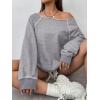 imageWomens Off The Shoulder Sweatshirts Long Sleeve Pullover Tops Trendy Y2k Fall TopsPure Grey