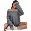 imageWomens Off The Shoulder Sweatshirts Long Sleeve Pullover Tops Trendy Y2k Fall TopsSolid Grey