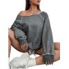 imageWomens Off The Shoulder Sweatshirts Long Sleeve Pullover Tops Trendy Y2k Fall TopsSolid Grey
