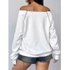 imageWomens Off The Shoulder Sweatshirts Long Sleeve Pullover Tops Trendy Y2k Fall TopsWhite