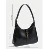 imageWomens PU Leather Clasp Shoulder Bag Adjustable Strap Vintage Hobo Handbags PurseBlack