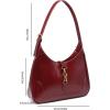 imageWomens PU Leather Clasp Shoulder Bag Adjustable Strap Vintage Hobo Handbags PurseBurgundy