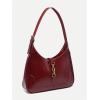 imageWomens PU Leather Clasp Shoulder Bag Adjustable Strap Vintage Hobo Handbags PurseBurgundy
