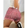 imageWomens Plaid Low Rise Checkered Bloomer Y2k Mini Ruffle Micro Boxer ShortsHeart Red