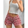 imageWomens Plaid Low Rise Checkered Bloomer Y2k Mini Ruffle Micro Boxer ShortsHeart Red