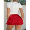imageWomens Ruffle Ruched Skirts Tiered Layer Elastic Streetwear Mini Skirt Y2K Coquette Low Waist Flared Short SkirtsRed