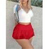 imageWomens Ruffle Ruched Skirts Tiered Layer Elastic Streetwear Mini Skirt Y2K Coquette Low Waist Flared Short SkirtsRed