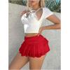 imageWomens Ruffle Ruched Skirts Tiered Layer Elastic Streetwear Mini Skirt Y2K Coquette Low Waist Flared Short SkirtsRed