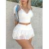 imageWomens Ruffle Ruched Skirts Tiered Layer Elastic Streetwear Mini Skirt Y2K Coquette Low Waist Flared Short SkirtsWhite
