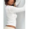 imageWomens Sexy Mesh Sheer Tops Long Sleeve Button Down Crop Tops Slim Fit Streetwear Y2K Tee Going Out T ShirtWhite
