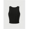 imageWomens Sleeveless Ribbed Knit Tank Top Graphic Print Crew Neck Tee Shirt Casual Slim Fit Crop TopsBlack