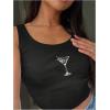 imageWomens Sleeveless Ribbed Knit Tank Top Graphic Print Crew Neck Tee Shirt Casual Slim Fit Crop TopsBlack