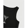 imageWomens Sleeveless Ribbed Knit Tank Top Graphic Print Crew Neck Tee Shirt Casual Slim Fit Crop TopsBlack