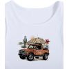 imageWomens Sleeveless Ribbed Knit Tank Top Graphic Print Crew Neck Tee Shirt Casual Slim Fit Crop TopsCar White