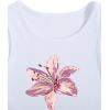 imageWomens Sleeveless Ribbed Knit Tank Top Graphic Print Crew Neck Tee Shirt Casual Slim Fit Crop TopsFloral White