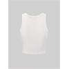 imageWomens Sleeveless Ribbed Knit Tank Top Graphic Print Crew Neck Tee Shirt Casual Slim Fit Crop TopsWhite